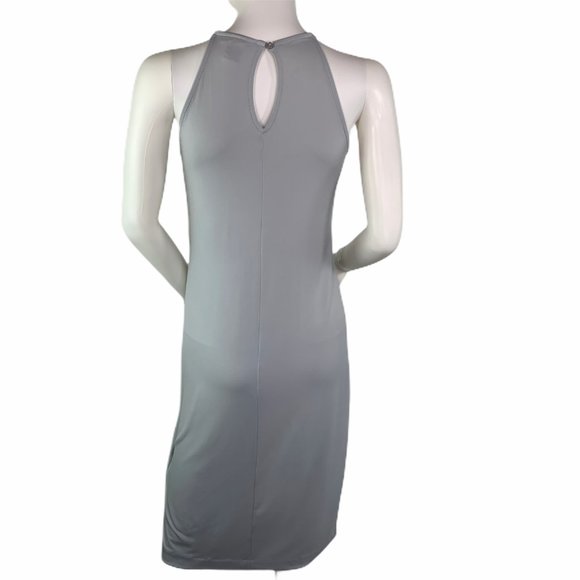 Bar III Gray Faux Wrap Sleeveless High Neck Dress - Picture 4 of 7